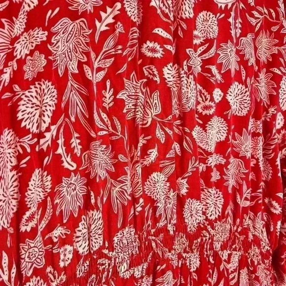 NWOT Universal Thread XL Orange/White Floral Dress Ruffle V-Neck, Layered Bottom - Picture 9 of 11